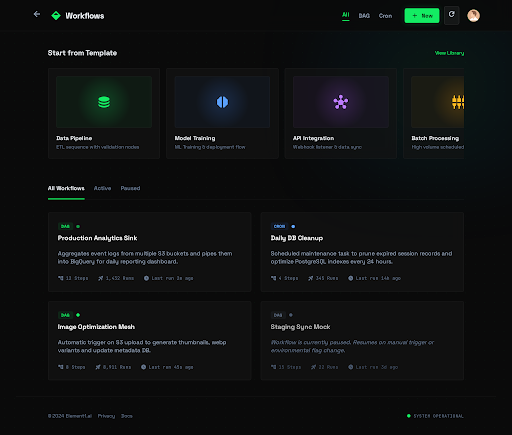Element1 Workflows — template library and workflow management